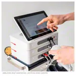 Image shows Gymna Elexeo ultrasound therapysupplementary modulel with large ultrasound probe
