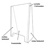 Hygiene protective wall made of acrylic glass 58x86x30 cm, with pass-through 40x11 cm