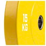 Weight plate Olympia Bumper Plate, 50 mm, 15 kg, yellow