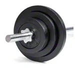 Image shows Barbell set, 50 kg, 2 x 10 kg, 2x 5 kg, 4x 2.5 kg, 9-pcs.