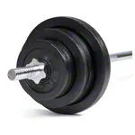 Image shows Barbell set, 60 kg, 2 x 10 kg, 4x 5 kg, 4x 2.5 kg, 11-pcs.