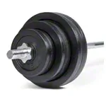 Image shows Barbell set, 80 kg, 4 x 10 kg 4x 5 kg, 4x 2.5 kg, 13-pcs.