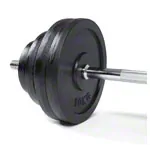 Image shows Barbell set, 80 kg, 4 x 10 kg 4x 5 kg, 4x 2.5 kg, 13-pcs.