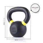 Image shows Sport-Tec Kettlebell Powdercoated, 6 kg, black/ light yellow