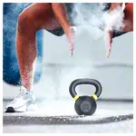 Image shows Sport-Tec Kettlebell Powdercoated, 8 kg, black/yellow