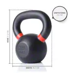 Image shows Sport-Tec Kettlebell Powdercoated, 10 kg, black/ light red