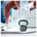 Image shows Sport-Tec Kettlebell Powdercoated, 14 kg, black/light green