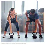 Image shows Sport-Tec Kettlebell Powdercoated, 20 kg, black/light blue