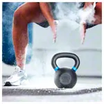 Image shows Sport-Tec Kettlebell Powdercoated, 20 kg, black/light blue