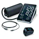 BEURER measuring device set, 2-piece, upper arm blood pressure monitor BM 58 + finger pulse oximeter PO 45
