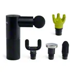 Image shows BLACKROLL FASCIA GUN set, massage gun + SOFT PEAKS attachment