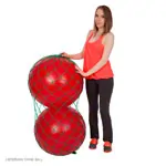 Image shows Ball net for 2 gymnastic balls, green