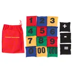 Beanbags with numbers-set, 12x12 cm, 15 pieces.