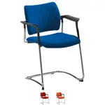 Cantilever chair with cushion and armrest