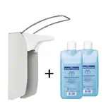 Disinfectant dispenser set Euro dispenser 1 with arm lever, 2x Sterillium Classic Pure 1 l