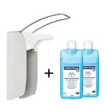 Disinfectant dispenser set Euro dispenser 1 with arm lever, 2x Sterillium Gel Pure 1 l