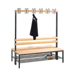 Product image: Double-sided cloakroom bench with shoe rack, 12 hooks, HxWxD cm 165x150x75.6