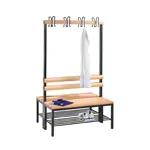Product image: Double-sided cloakroom bench with shoe rack, 8 hooks, HxWxD 165x100x75.6 cm