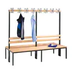Product image: Double-sided cloakroom bench without shoe rack, 16 hooks, HxWxD 165x200x75.6 cm