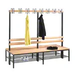 Product image: Double-sided cloakroom bench without shoe rack, 16 hooks, HxWxD 165x200x75.6 cm