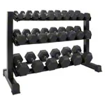 Dumbbell stand set with 12 pairs Hex dumbbells, 1-15 kg, LxWxH 119x50x76 cm