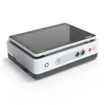 Image shows Gymna Elexeo ultrasound therapy control unit with large and small ultrasound probe