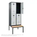 Locker cabinet with bench and 2 compartments, compartment width 40 cm