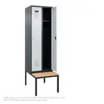 Locker cabinet with bench and 2 compartments, each 30 cm