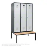 Locker cabinet with bench and 3 compartments, each 40 cm