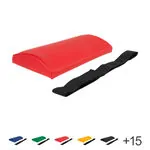 Lumbar cushion with imitation leather cover and strap, 33x21x6 cm