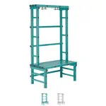 Plastic coat rack bench, 4 hooks, HxWxD 180x100x57 cm