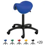 Saddle stool with cushion, standard with wheels