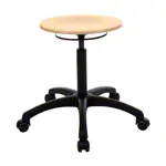 Standard swivel stool with wooden seat and rolls