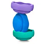Image shows Stapelstein set original cool classic, 3 stacking stones, 1x purple, 1x green, 1x blue
