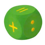VOLLEY foam learning cube with mathematical symbols (=, , :, +, >, -), 16x16x16 cm
