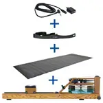 WaterRower rowing machine ash, incl. S4 Monitor, heart rate receiver, chest strap POLAR T31 and floor mat, set 4-pcs.