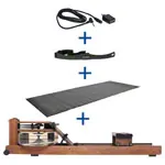 WaterRower rowing machine nut tree incl. S4 Monitor, heart rate receiver, chest strap POLAR T31 and floor mat, set 4-pcs.