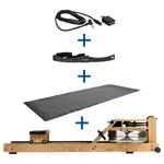 WaterRower rowing machine oak, incl. S4 Monitor, heart rate receiver, chest strap POLAR T31 and floor mat, set 4-pcs.