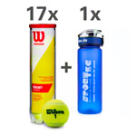 17x Wilson tennisball CHAMPIONSHIP EXTRA DUTY can of 4, incl. drinking bottle