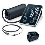 BEURER measuring device set, 2-piece, upper arm blood pressure monitor BM 58 + finger pulse oximeter PO 45