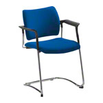 Cantilever chair with cushion and armrest