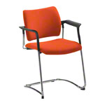 Cantilever chair with cushion and armrest