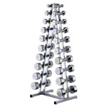 Chrome dumbbell rack with 10 pairs of dumbbells, 1-10 kg, LxWxH 45x40x121 cm