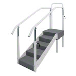 Exercise staircase with adjustable handrail, single design