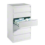Filing cabinet with 6 drawers, light gray, with three lanes