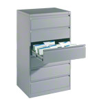 Filing cabinet with 6 drawers, light gray, with three lanes