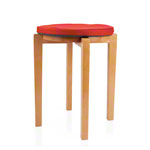 Gymnastics stool with wood seat and seat cushion with pleather case, set 2-pcs.