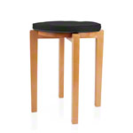 Gymnastics stool with wood seat and seat cushion with pleather case, set 2-pcs.