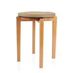 Gymnastics stool with wood seat and seat cushion with pleather case, set 2-pcs.