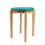 Gymnastics stool with wood seat and seat cushion with pleather case, set 2-pcs.